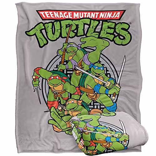LOGOVISION Teenage Mutant Ninja Turtles TMNT Group Silky Touch Super Soft Fleece Throw Blanket, White, W/D/H: 152 x 127 cm – 1
