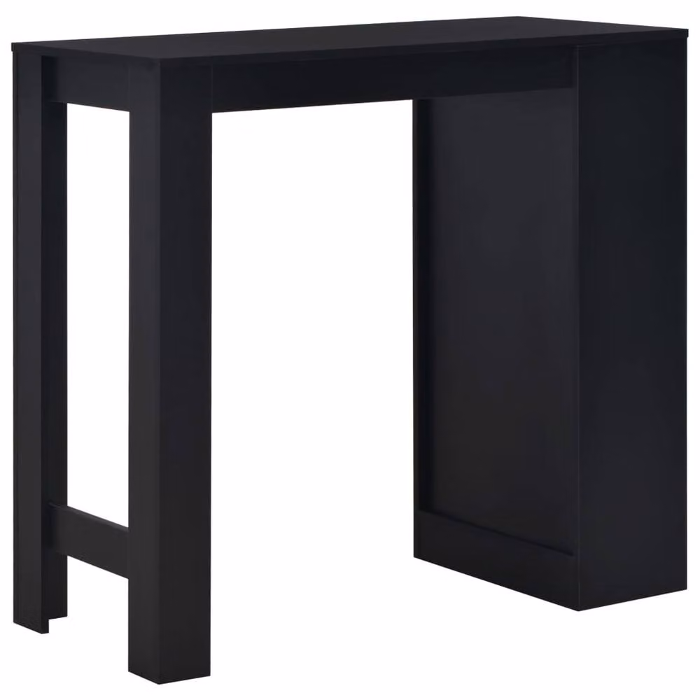 Berkfield Modern Black Bar Table with Shelf, W/D/H: 110 x 50 x 103 cm – 3