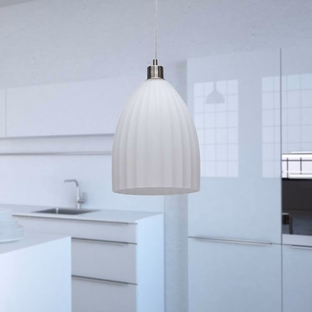 First Choice Lighting Hayes White Fluted Glass Easy Fit Dome Pendant Light Shade – 3
