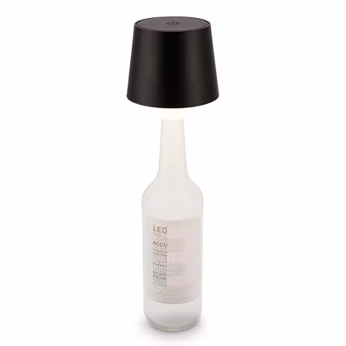 Briloner Black Rechargeable LED Bottle Lamp with Touch Dimming, Warm White Light, W/D/H: 10.5 x 10.5 x 11.5 cm – 1