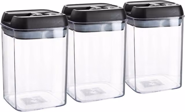 Argon Tableware Airtight Plastic Food Storage Containers with Flip Lock Lids, 800ml, Black, Set of 6 – 4