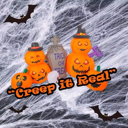 VFM e-Store Halloween Inflatable Pumpkin Graveyard Decoration, Multicolour and Orange – 5