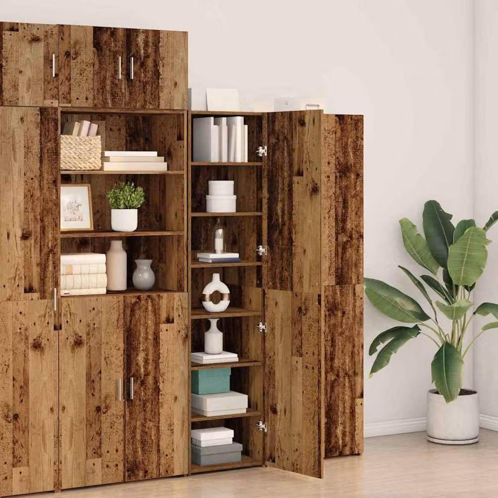 Berkfield Home Old Wood Highboard in Brown, W/D/H: 45 x 42.5 x 185 cm – 3