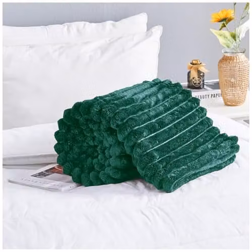 Gaveno Cavailia Fluffy Fleece Throw Blanket, Dark Green, W/D/H: 150 x 200 cm – 4