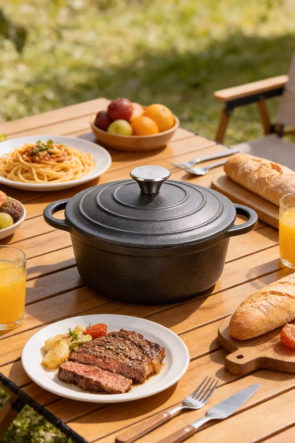 Garden Sanctuary 5L Enamelled Cast Iron Dutch Oven Casserole Pot with Lid in Black – 2