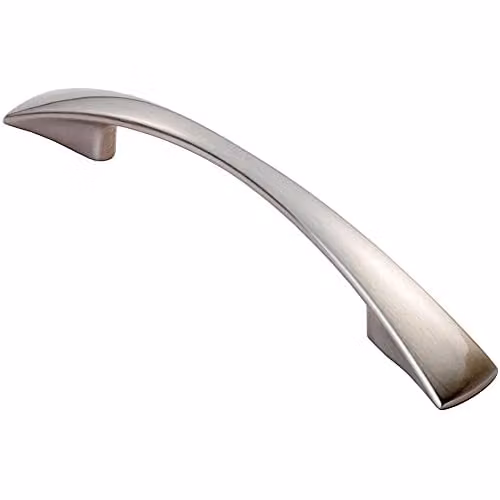 Loops Tapered Curved Bow Pull Handle in Brushed Silver, W: 138 mm, D: 16 mm, Fixing Centres: 96 mm