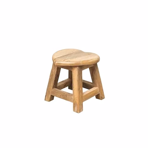 Melody Maison Small Mango Wood Heart Stool in Natural Brown – 2