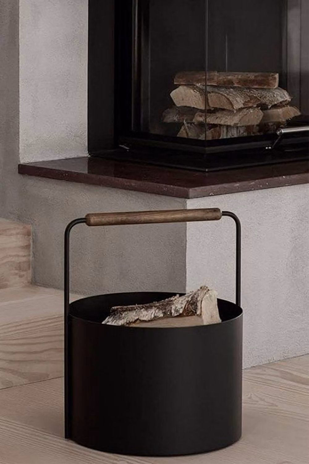 Blomus Ashi Slatted Wood and Metal Basket in Brown Oak and Black – 2