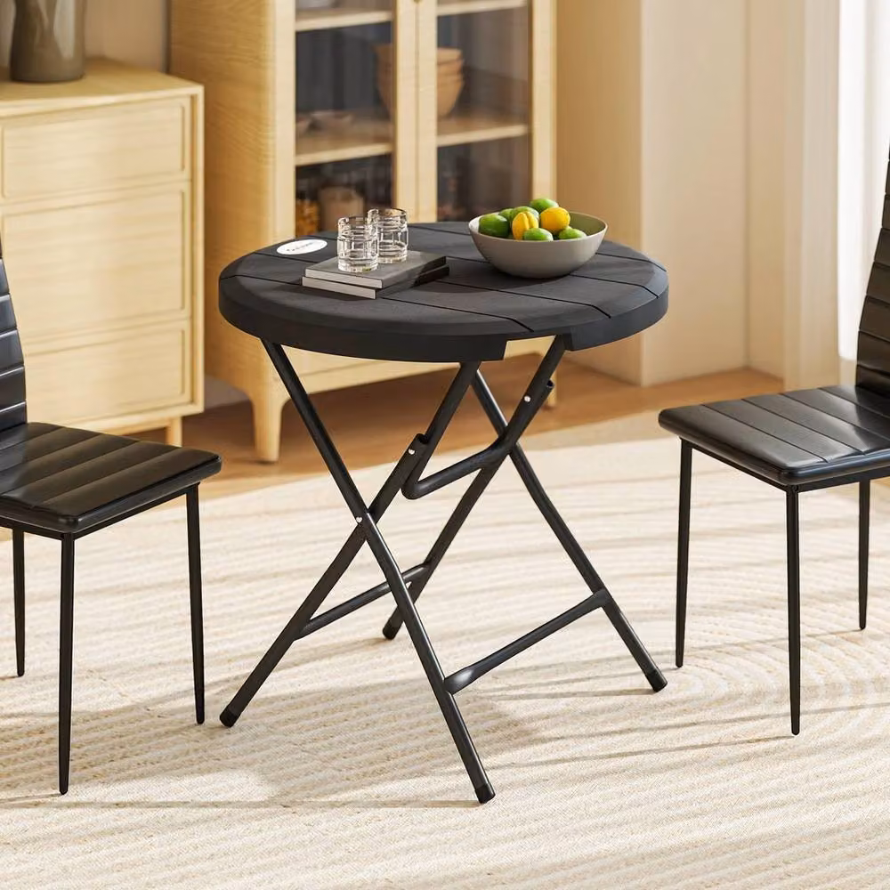 EONLION Round Garden Dining Table in Black, Diameter: 100 cm – 3
