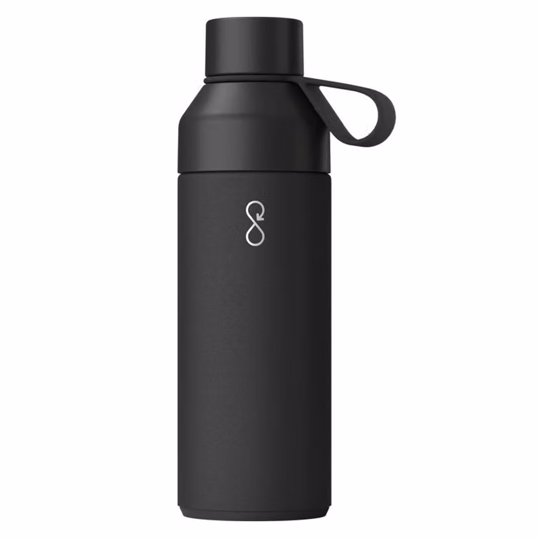 Ocean Bottle 3 in 1 Leakproof Stainless Steel Water Bottle Set with Straw, Black, 500 ml