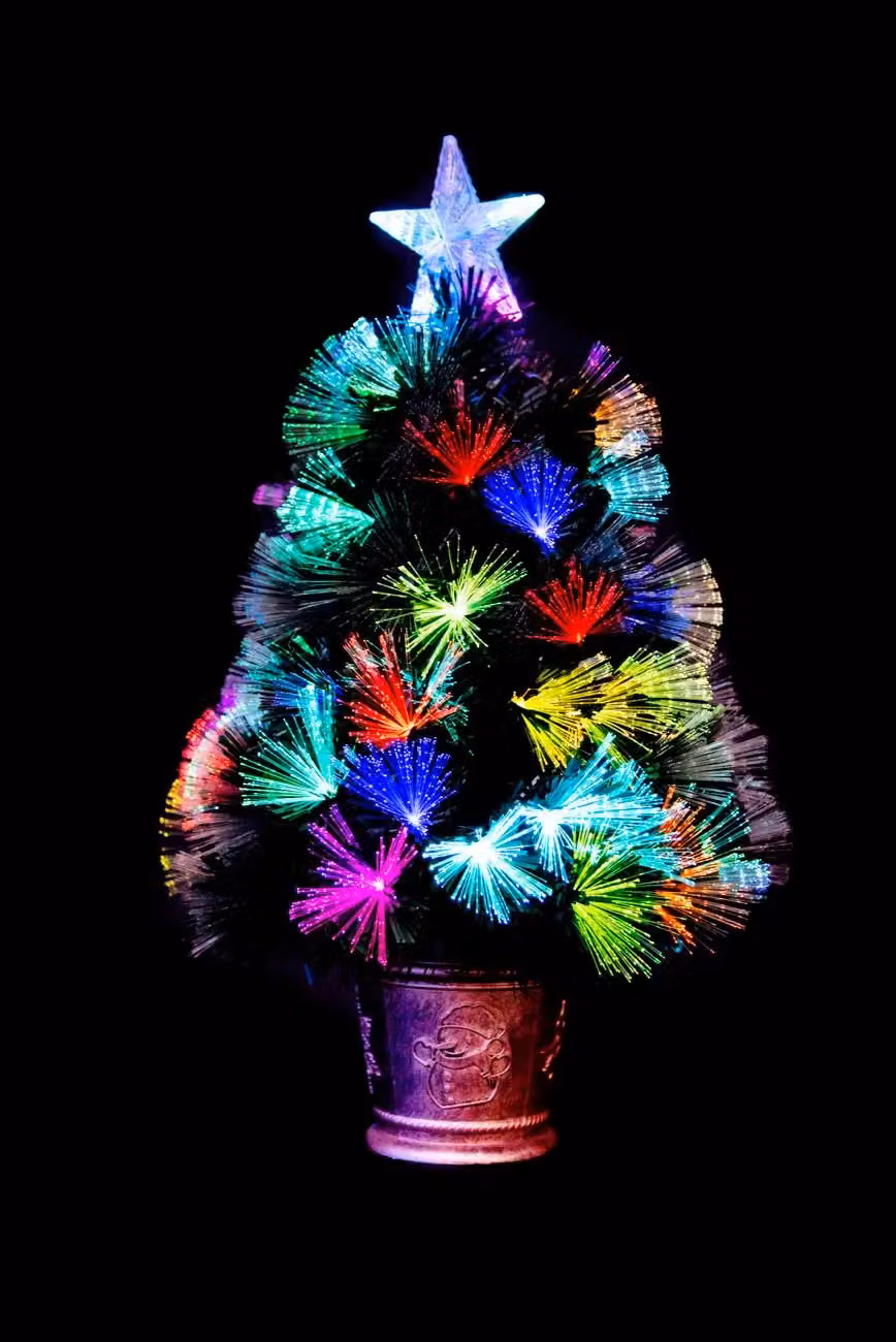 Shatchi Green Fibre Optic LED Pre-Lit Christmas Tree with Multicolour RGB Lights, Height: 60 cm – 3