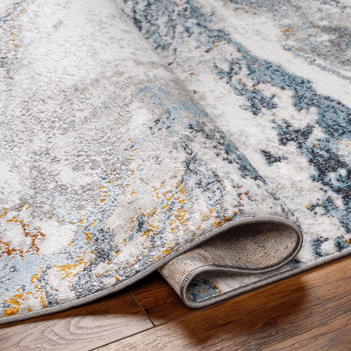 Livabliss San Francisco Abstract Modern Marble Rug in Blue, W: 160 cm, D: 215 cm – 3