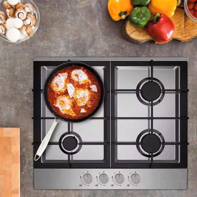 Statesman 4 Burner Gas Hob in Silver, 60 cm – 1