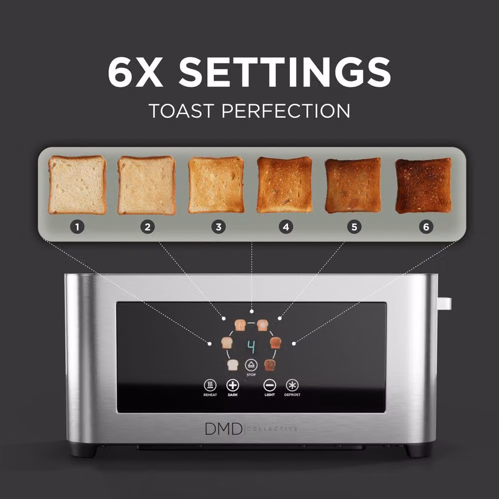 DMD Collective 4 Slice Digital Touchscreen Toaster, 1400W, Stainless Steel in Silver – 3
