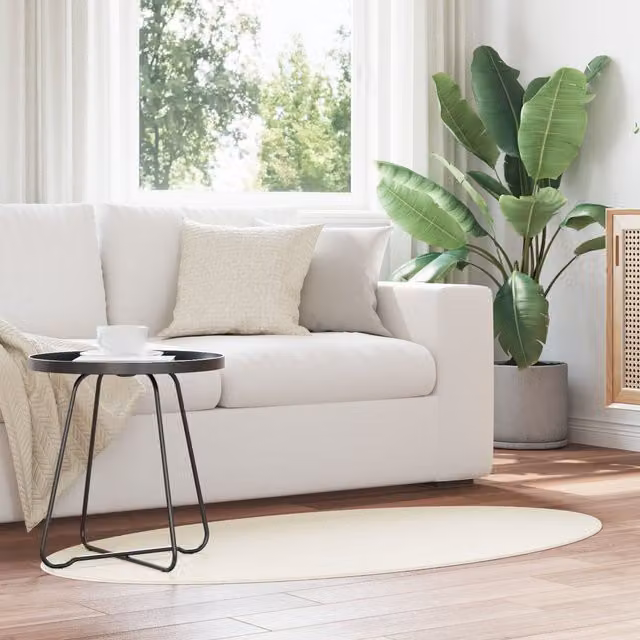 Berkfield Home Oval Area Rug, Beige Polyester, W: 80 cm x L: 150 cm