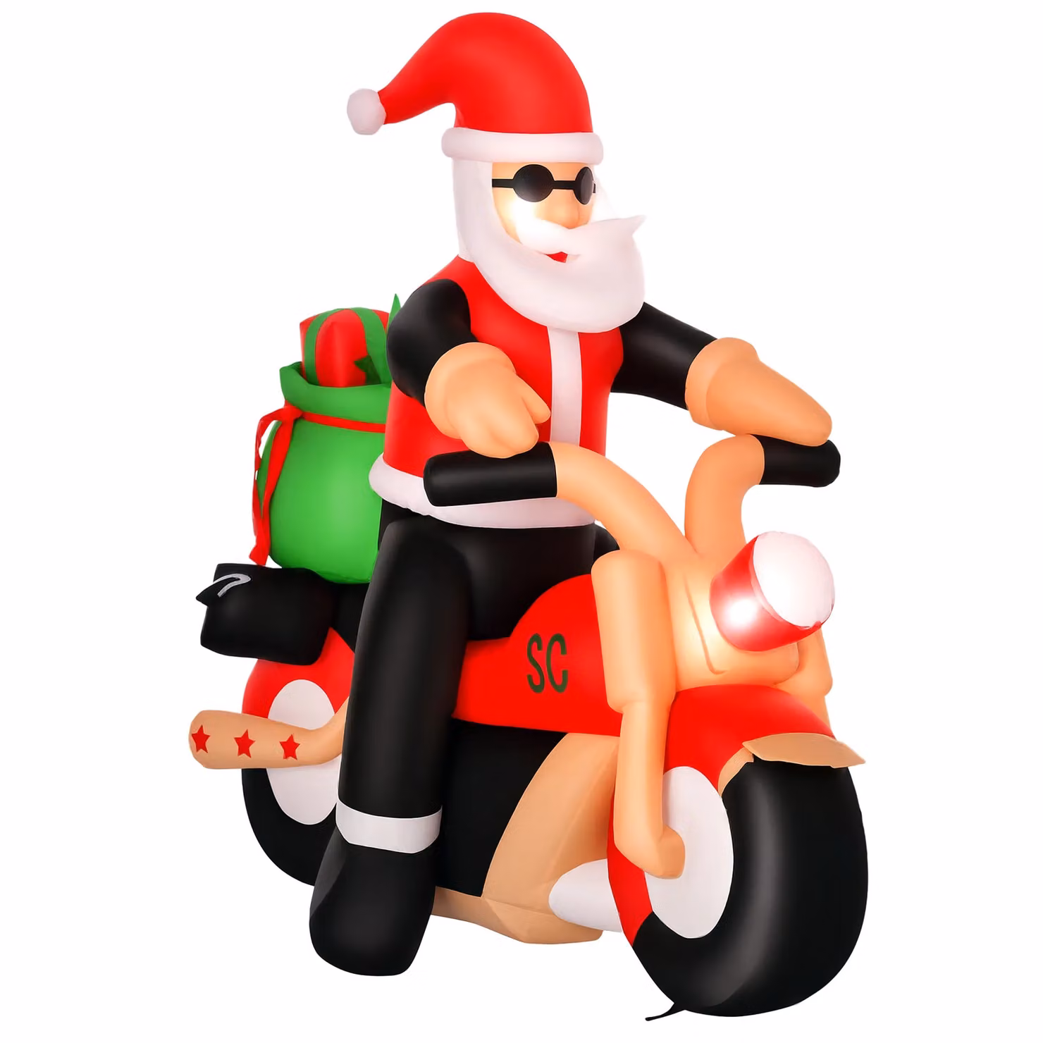 HOMCOM Inflatable Santa Claus Riding Motorcycle Christmas Decoration, Multicolour, Height: 167.64 cm – 2