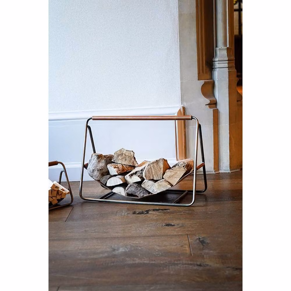 Lemon Pavilion Contemporary Hanging Metal Kindling Holder in Gold, W60 x D26.5 x H40 cm – 2