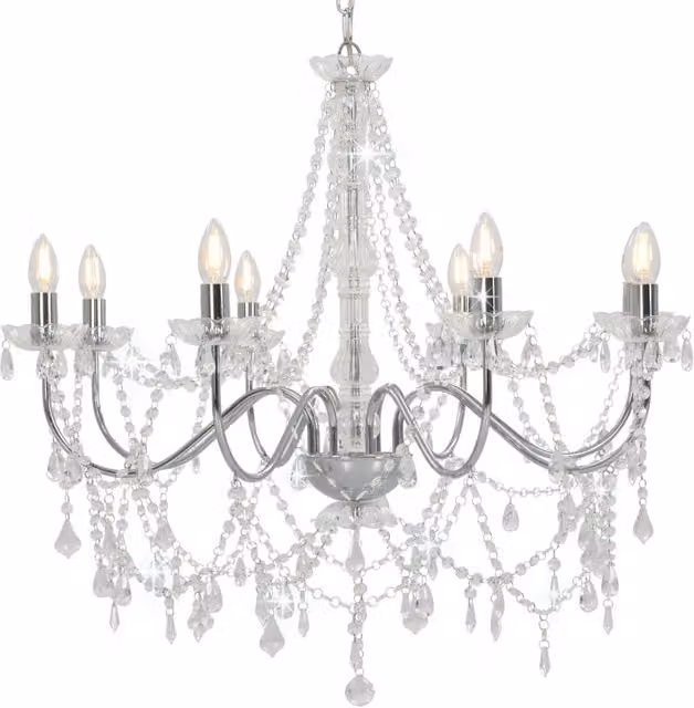 Berkfield Home Silver Crystal Chandelier with 8 x E14 Bulbs