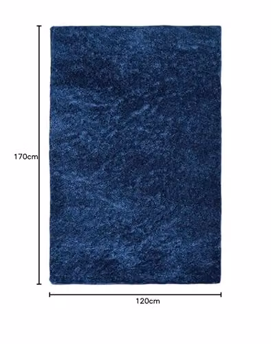 Modern Style Rugs Navy Blue Plain Shaggy Rectangular High Pile Rug, W: 120 cm, L: 170 cm – 2
