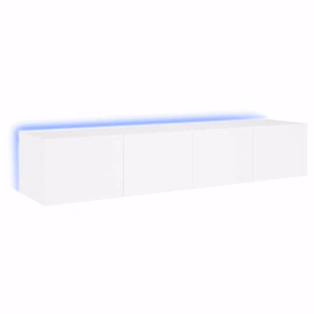 Berkfield Home Set of 2 Modern White Wall-Mounted TV Cabinets with Integrated LED Lighting, W/D/H: 80 x 35 x 31 cm – 2