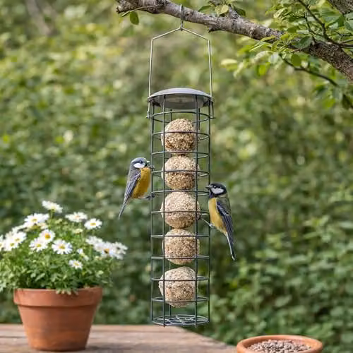 Voltico Hanging Wire Cage Seed Feeder for Wild Birds in Black, Diameter: 24 cm – 4