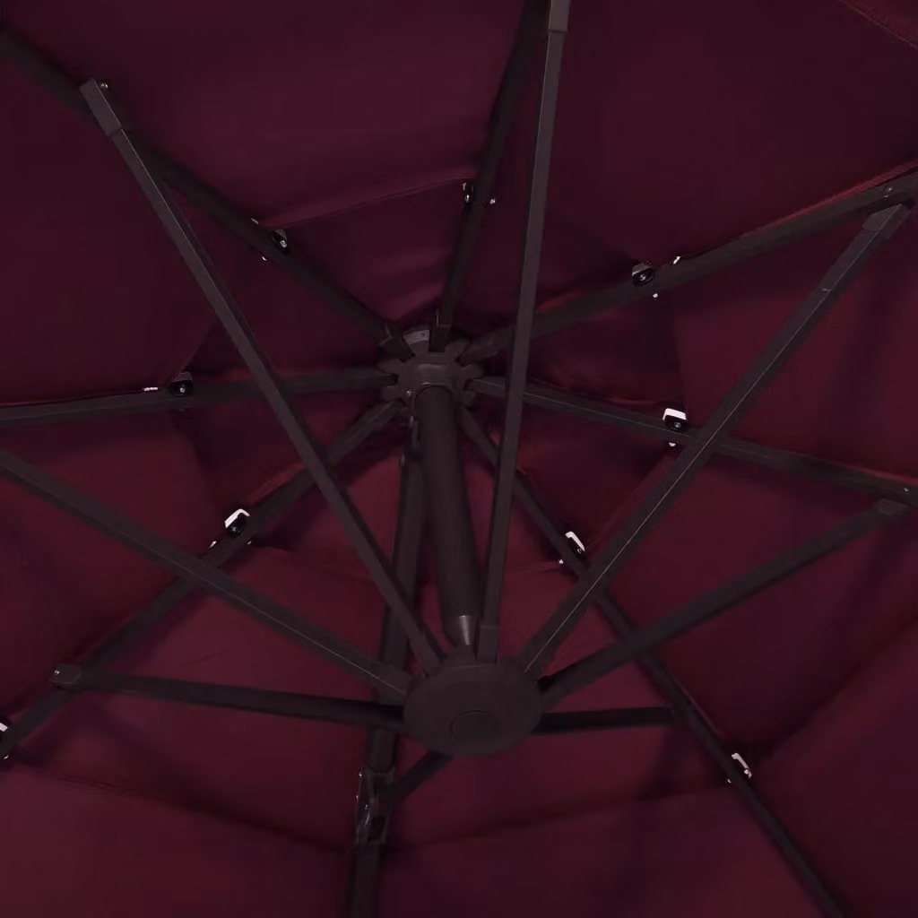 Berkfield Home 4-Tier Parasol with Aluminium Pole, Bordeaux Red, W: 3 x D: 3 m – 3