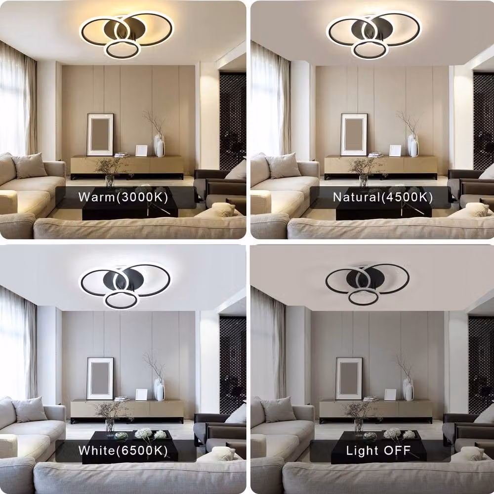 COMELY Modern Dimmable LED Ring Ceiling Light, Black, Diameter: 61 cm – 5