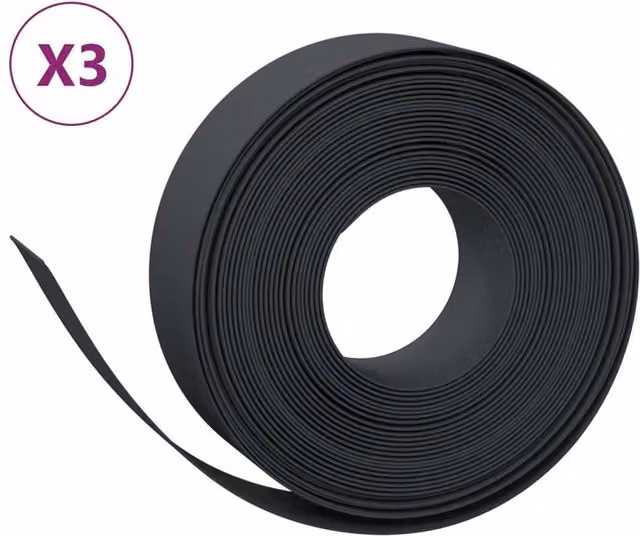 Berkfield Home Garden Edgings, 3 Pieces, Black Polyethylene