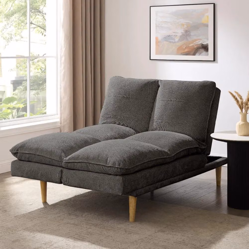 Home Detail GRS Poppy Grey Fabric 3 Seater Click Clack Sofa Bed W/D/H: 176 x 110 x 92 cm – 2