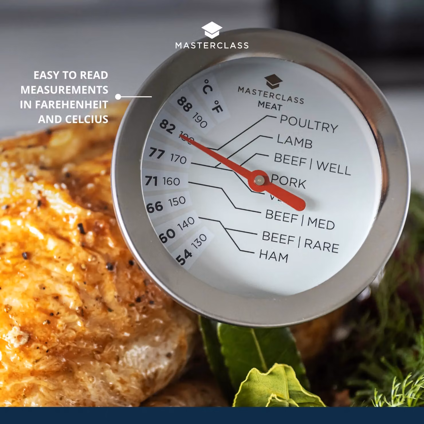 MasterClass Stainless Steel Meat Thermometer in Silver – 7