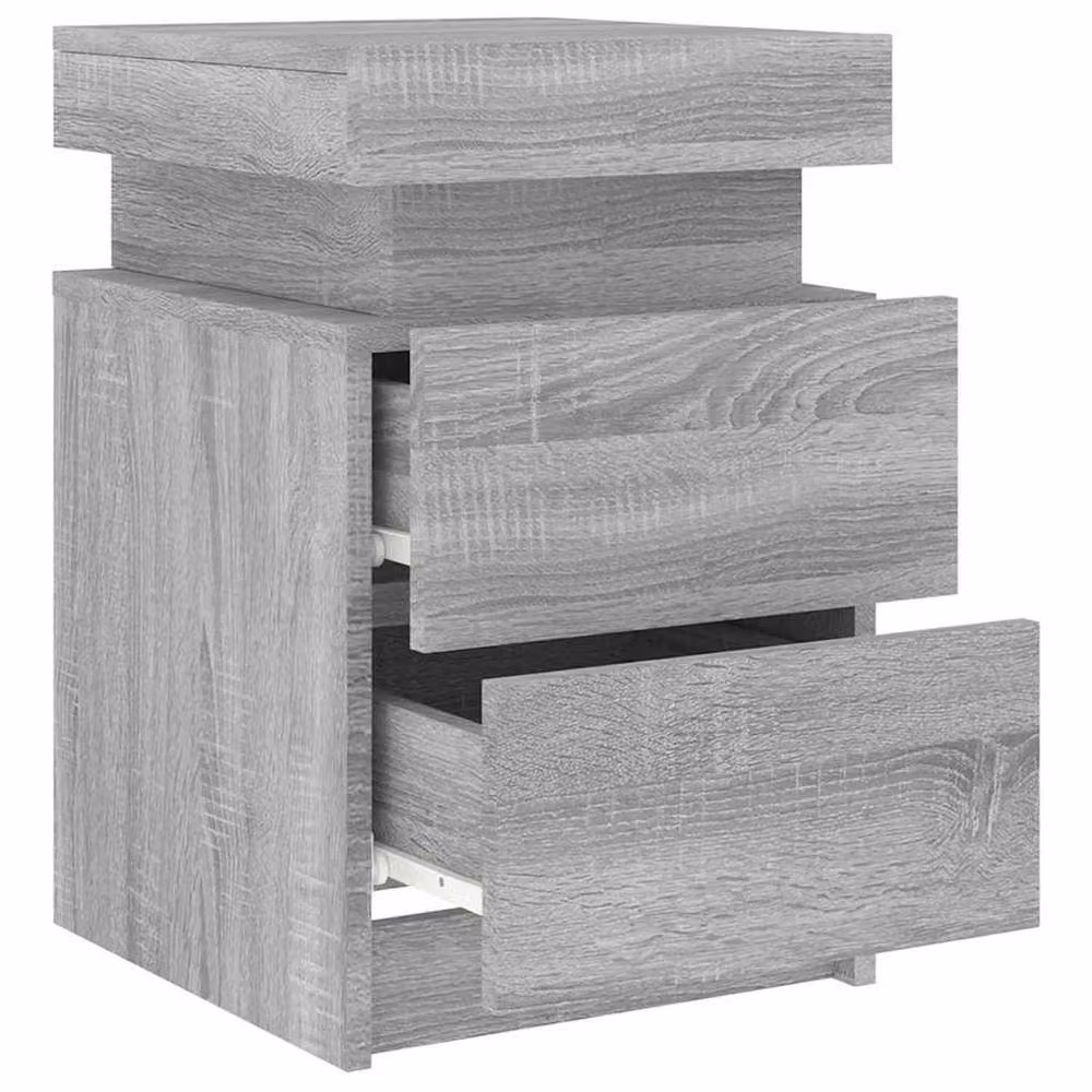 Berkfield Home Beautiful Set of 2 Grey Modern Bedside Cabinets with Integrated LED Lighting, W/D/H: 35 x 39 x 55 cm – 4
