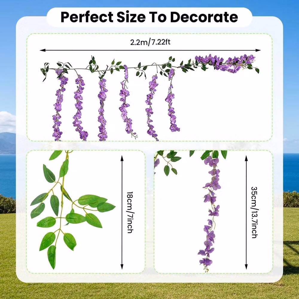 NESTLUNE Purple 4-piece Set of Artificial Hanging Flowers, W/D/H: 100 x 60 x 60 cm – 3