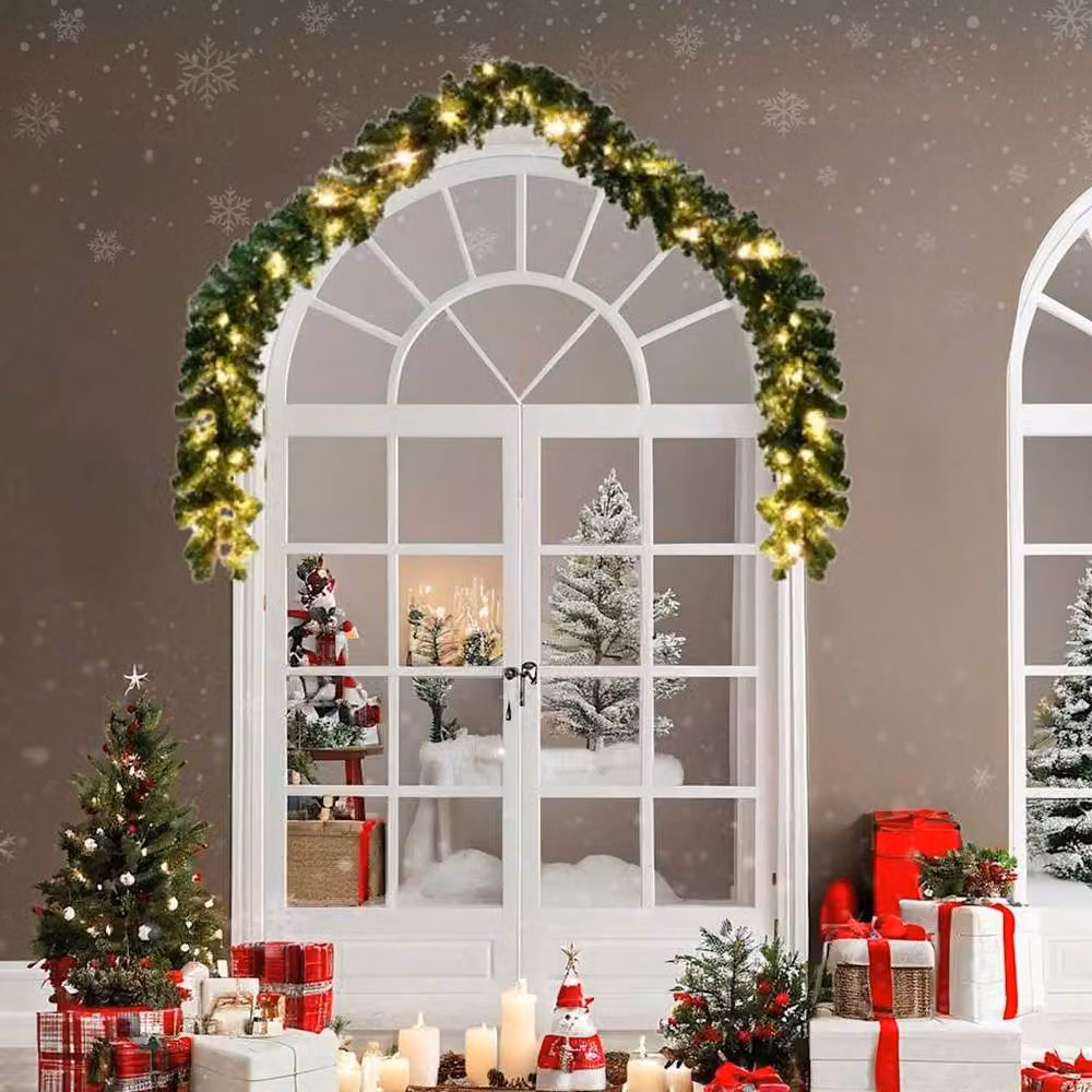 Berkfield Home Christmas Garland with Multicolour RGB LED Lights, Green, 20 m – 2