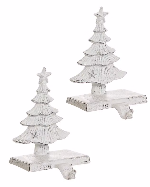 Dibor Set of 2 White Cast Iron Decorative Christmas Stocking Holders – 2