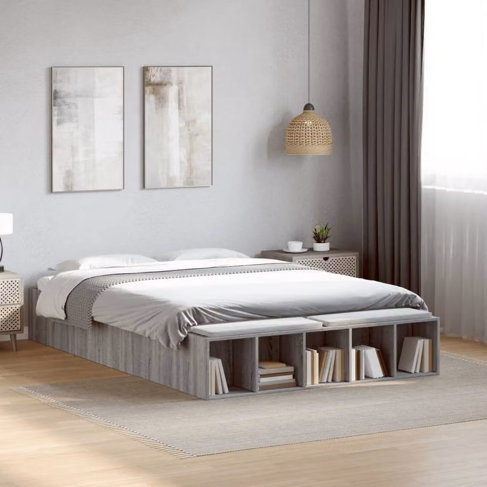 Berkfield Home Grey Sonoma Small Double Bed Frame with Side Compartments W/D/H: 120 x 190 x 30 cm – 2