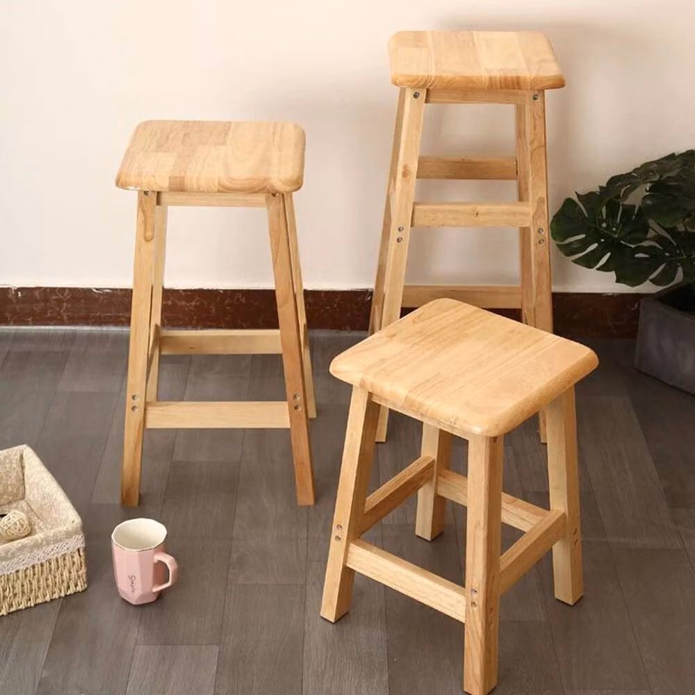 KORVIXA Square Wooden Bar Stool in Brown – 3