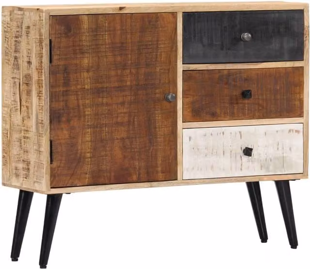 Berkfield Home Mid Century Solid Mango Wood Sideboard in Brown W/D/H: 88 x 30 x 73 cm