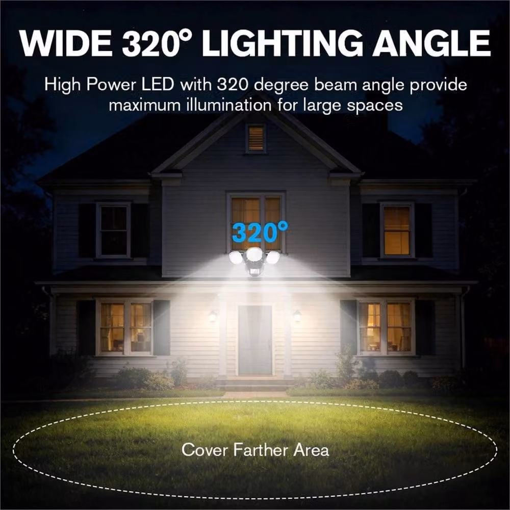 NESTLUNE 200W 3-Head LED Outdoor Motion Sensor Security Floodlight in Black – 2