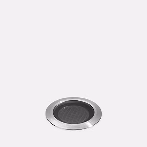 LEDS C4 Ios Symmetrical Round Outdoor LED Recessed Ground Light, Silver Stainless Steel, 4W, 3000K Warm White, ø50mm