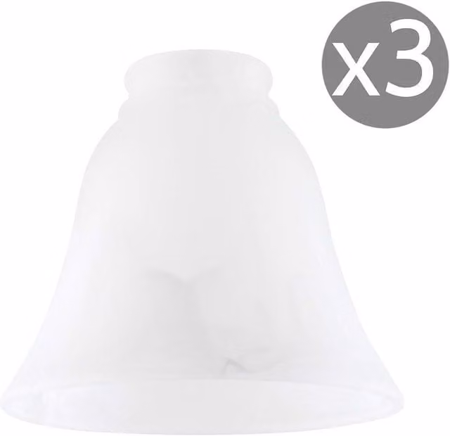 ValueLights Pack of 3 White Frosted Marble Effect Glass Cone Lamp Shades, Shade Width: 13.5 cm