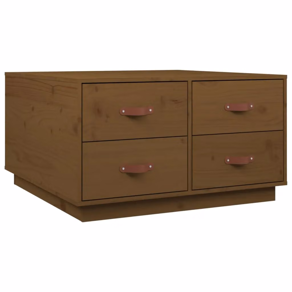 Berkfield Home Honey Brown Solid Wood Pine Coffee Table W/D/H: 80 x 80 x 45 cm – 2