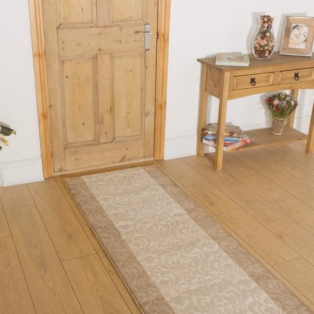 runrug Baroque Hallway Carpet Runner Rug in Beige, W: 60 cm, L: 330 cm – 1