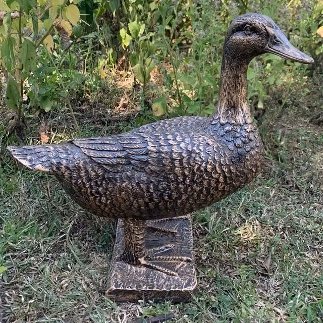 Ornate Collection Bronze Duck Ornament in Brown Resin
