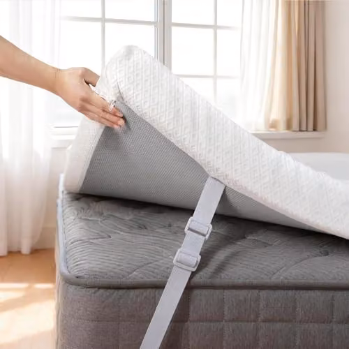 Lavio Double Cooling Gel Memory Foam Mattress Topper with Washable Non-Slip Cover in White – 4