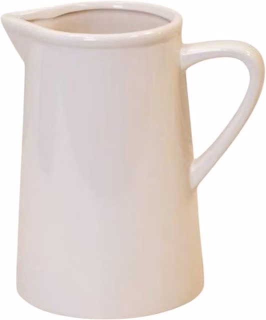 Four Candle White Ceramic Compact Serving Jug Vase, Height: 15.3 cm