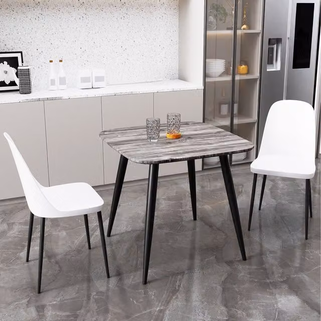 Core Products Ltd Aspen Square Grey Oak Effect Table and 2 Duo Plastic Chair Set in White