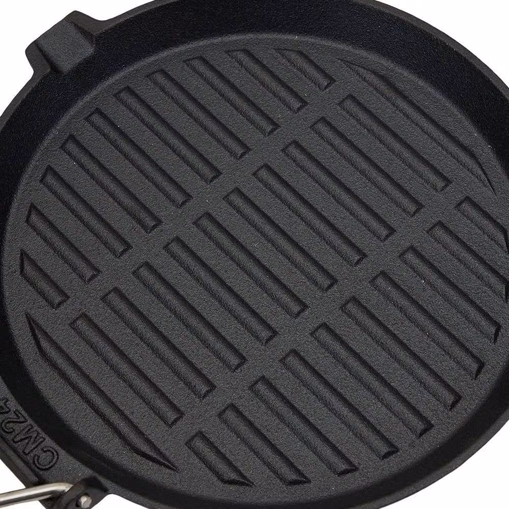 Kelvenix Black Cast Iron Skillet Griddle Plate and Frying Pan for BBQ and Grill – 3