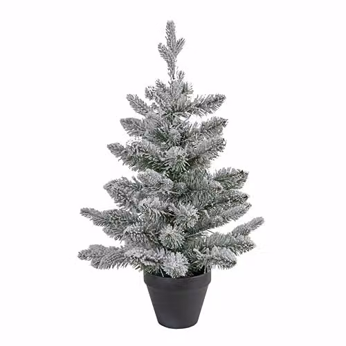 Lights4fun Pre-Lit Snowy Christmas Tree in Green, White and Silver, Height: 45 cm – 3