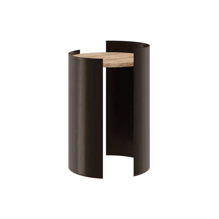 Dome Deco Tulcea Art Deco Side Table in Brown Wood