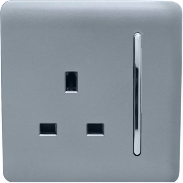 Trendi Switch 1 Gang 13 Amp Single Pole Flush Socket in Cool Grey – 1